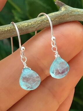 SALE Natural Aquamarine Sterling Silver Sundance Charm Earrings